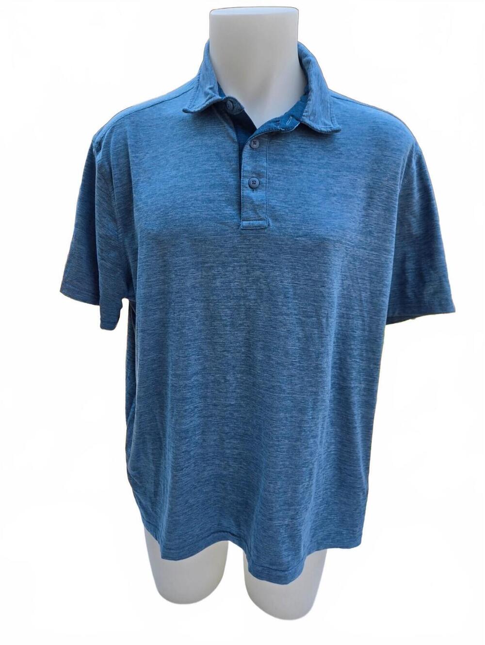 G.H. Bass & Co. Men's Blue Heathered Polo Shirt Large